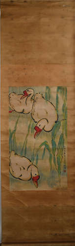 A CHINESE PAINTING OF GEESE