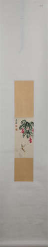 A CHINESE PAINTING OF FLOWERS AND INSECT