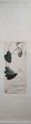 A CHINESE PAINTING OF DRAGONFLY AND PLANTS