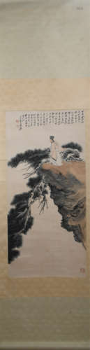 A CHINESE PAINTING OF FIGURE AND PINE TREE