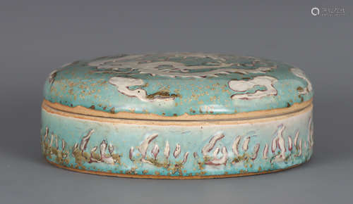 A CHINESE BLUE GROUND PORCELAIN FRUIT BOX