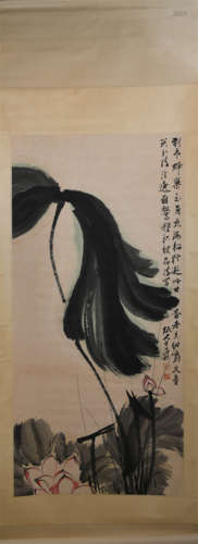 A CHINESE PAINTING OF LOTUS