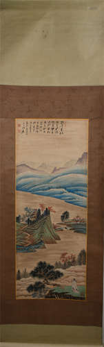 A CHINESE PAINTING OF LANDSCAPE AND FIGURE