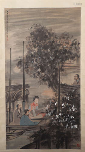 A CHINESE PAINTING OF FIGURES AND STORY