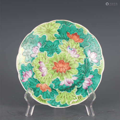 A CHINESE FAMILLE ROSE LOTUS POND PLATE