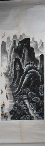 A CHINESE PAINTING OF MOUNTAIN-AND-RIVER SCENERY