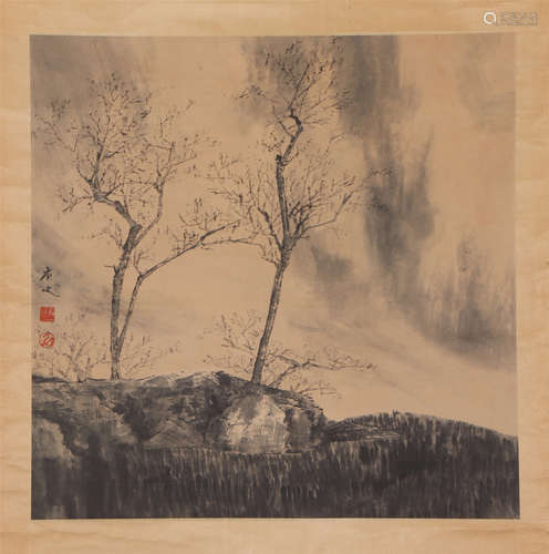 A CHINESE PAINTING OF TREES