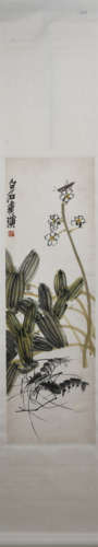 A CHINESE PAINTING OF SHRIMPS AND FLOWERS