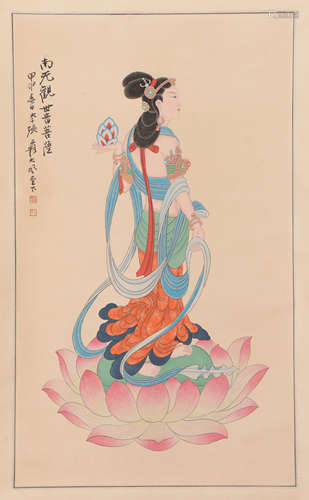 A CHINESE PAINTING OF BUDDHA GUANYIN