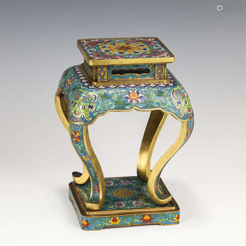 A CLOISONNE ENAMEL BRONZE STAND