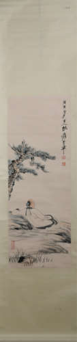 A CHINESE PAINTING OF SCHOLAR AND PINE TREE