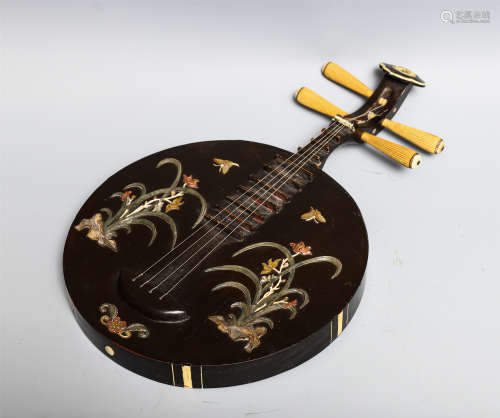 A HARDSTONES INLAID ROSEWOOD QIN