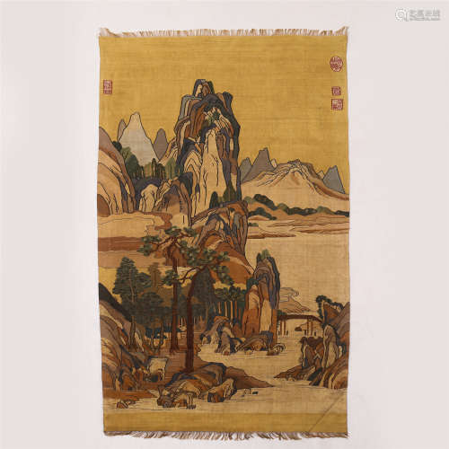 A CHINESE KESI EMBROIDERY LANDSCAPE PANEL