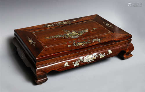 A MOP INLAID HUANGHUALI FOOT-STOOL