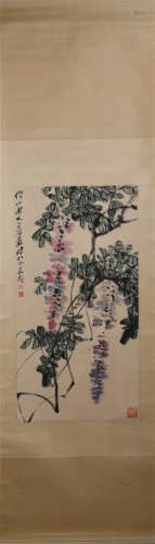 A CHINESE PAINTING OF WISTARIA FLOWERS
