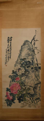 A CHINESE PAINTING OF FLOWERS