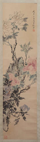 A CHINESE PAINTING OF FLOWERS