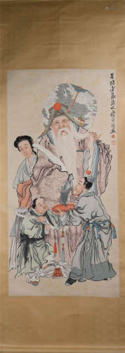 A CHINESE PAINTING OF FIGURES AND STORY