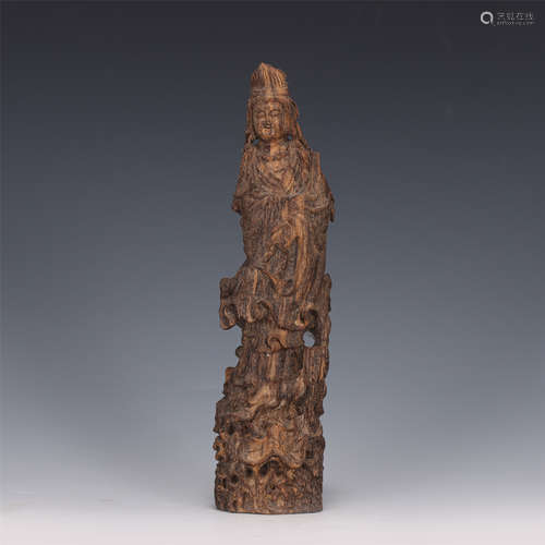 A CHINESE CARVED CHENXIANG AGAR-WOOD GUANYIN