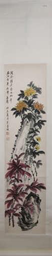 A CHINESE PAINTING OF CHRYSANTHEMUMS