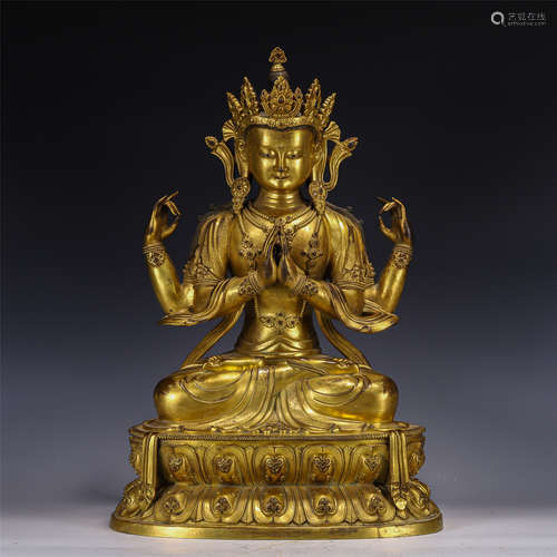 A GILT FIGURE OF BUDDHA