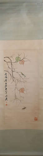 A CHINESE PAINTING OF BRANCHES AND INSECTS