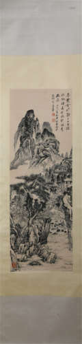 A CHINESE PAINTING OF LANDSCAPE AND FIGURE