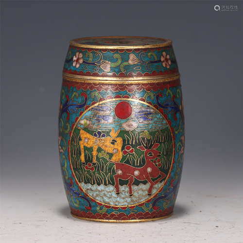 A CHINESE CLOISONNE ENAMEL CAN AND COVER