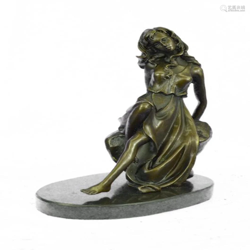 Lady Lying on Rock Bronze Sculpture