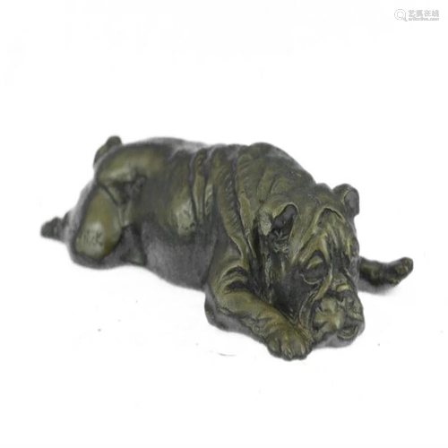 Sweet Little Bulldog Bronze Sculpture