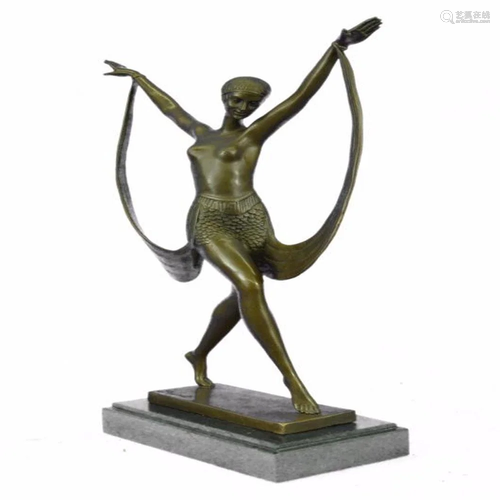 Nude Girl Dancer Bronze Statue