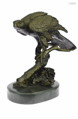 American Eagle on a Tree Branch Bronze Sculpture