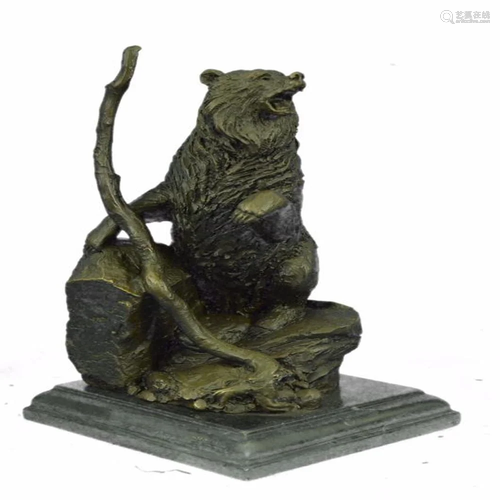 Bear Standing on Cliff Bronze Sculpture