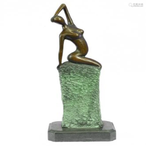 Nude Alluring Girl on pedestal Bronze Sculpture