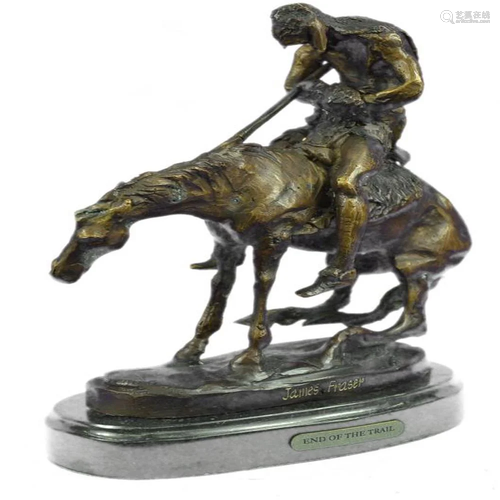 Man with Spear on Horse Bronze Sculpture