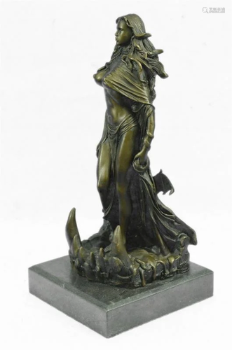 French Sorceress with Curvaceous Body Bronze Statue