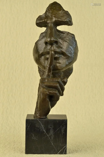 Man Hush Up Bronze Sculpture