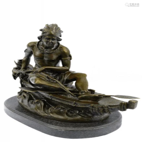 Maiden in Canoe Bronze Sculpture