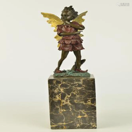 Angel Fairy Red Patins Bronze Statue