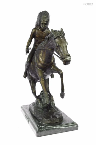 Native American Indian Horse Bronze Statue