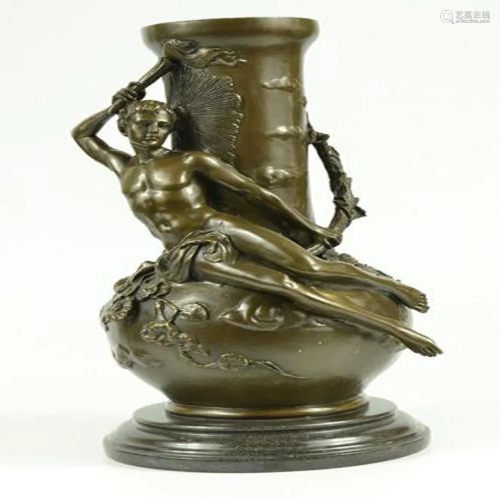 Nude Man Bronze Vase Sculpture