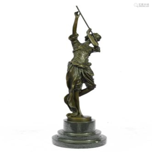 Girl Playing Flute Bronze Sculpture