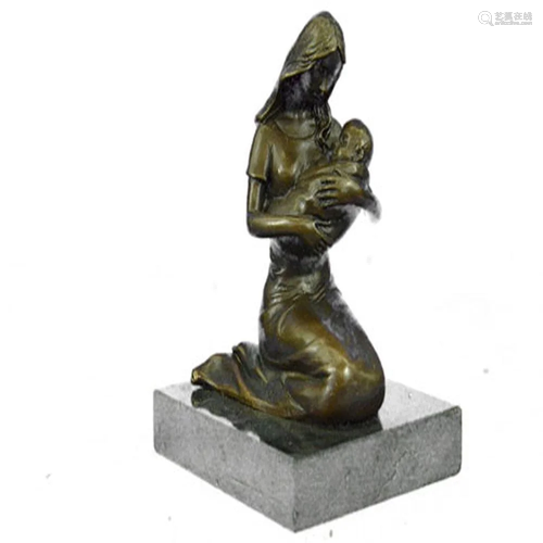 Breast Feeding Mother Baby Nursing Infant Bronze Statue