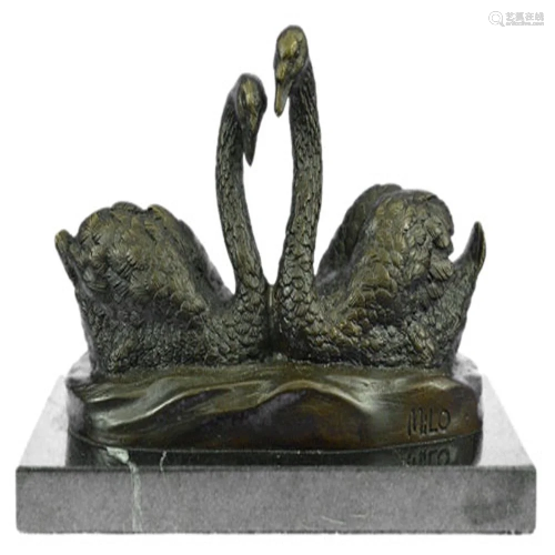 Two Swan Dancing Bronze Sculpture