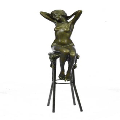 Model Sitting on Chair Bronze Sculpture