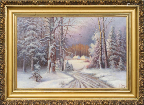 Winter landscape; Konstantin Klever (1867-1937)