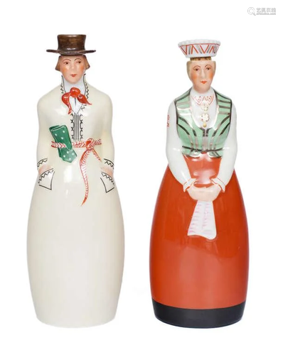 Porcelain decanters 2 pcs by Jessen Riga, hand made