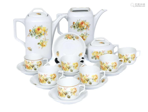 Kuznetsov tea set with yellow rose