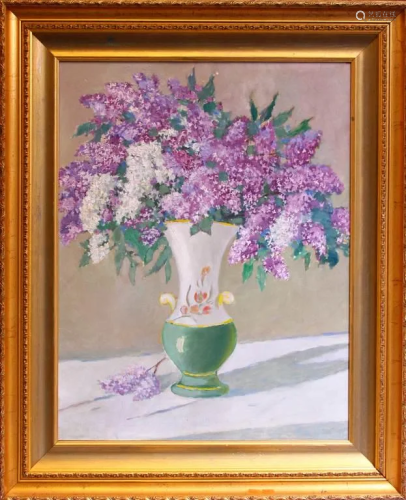 Still Life with lilac; Karlis Papulis (1903-1983)