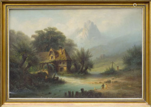 Romantic landscape; Alberts Bredovs (1828-1899)